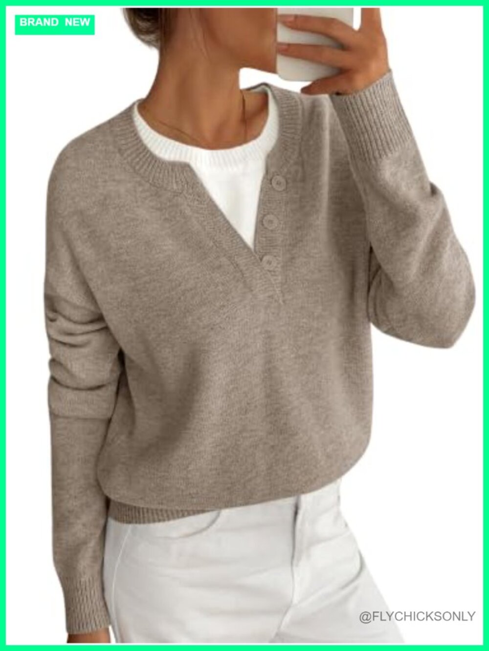 Women's 2 in 1 Knit Crew Neck Oversized Sweater Pullover Long Sleeve